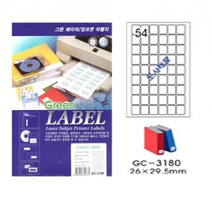 그린전산라벨 GC-3180 라벨 그린라벨지 라벨용지 (1권/100장, 54칸, 도서제품분류)