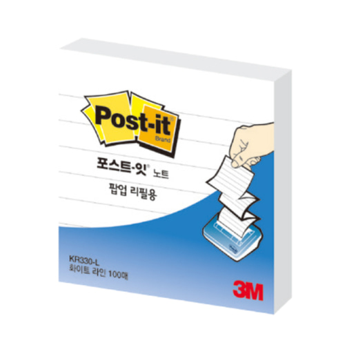 [3M]포스트잇 팝업리필 KR-330(76x76mm/화이트/라인)[2311180]단품