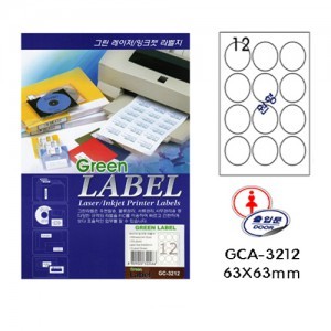 그린전산라벨 GCA-3212 라벨지,라벨,그린라벨지,라벨용지 (1팩/10장, 12칸, 원형)