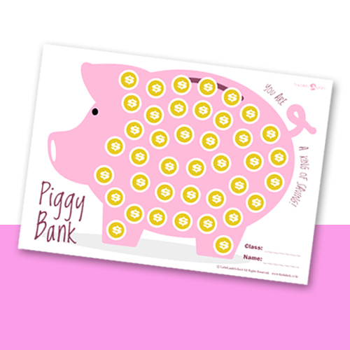 리틀램스쿨 영어교구 스티커차트 Piggy Bank Sticker Board_100