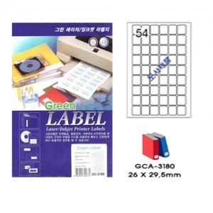 그린전산라벨 GCA-3180 라벨지,라벨,그린라벨지,라벨용지 (1팩/10장, 54칸, 도서제품분류)