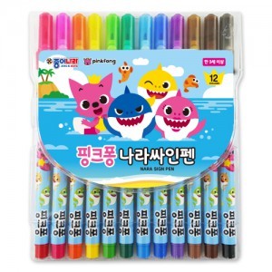 [종이나라]핑크퐁상어가족 12색 싸인펜