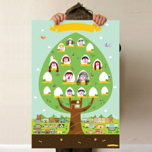 만들기공예 더펀즈 우리가족 가계도 나무 포스터