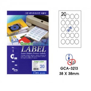 그린전산라벨 GCA-3213 라벨지,라벨,그린라벨지,라벨용지 (1팩/10장, 20칸, 원형)