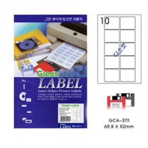 그린전산라벨 GCA-3111 라벨지,라벨,그린라벨지,라벨용지 (1팩/10장, 10칸, 디스켓)